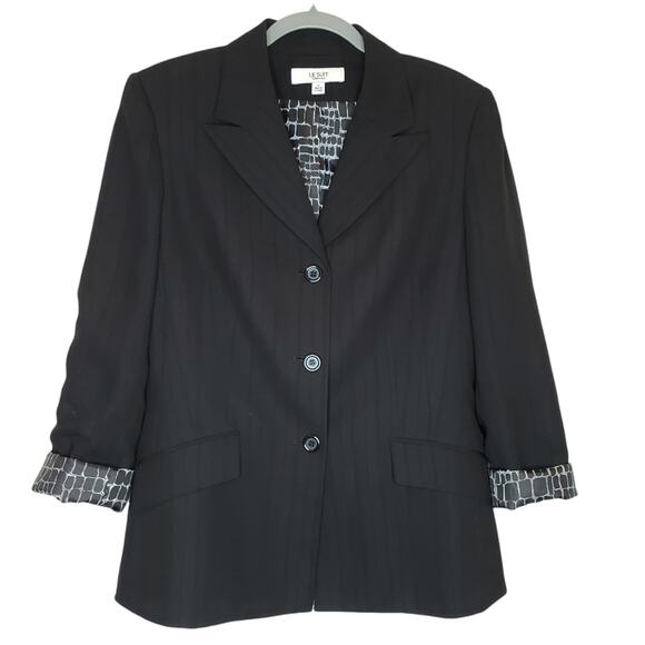 Le Suit Classic Single Breast Stripe Jacket Blazer, 12 - Picture 6 of 9